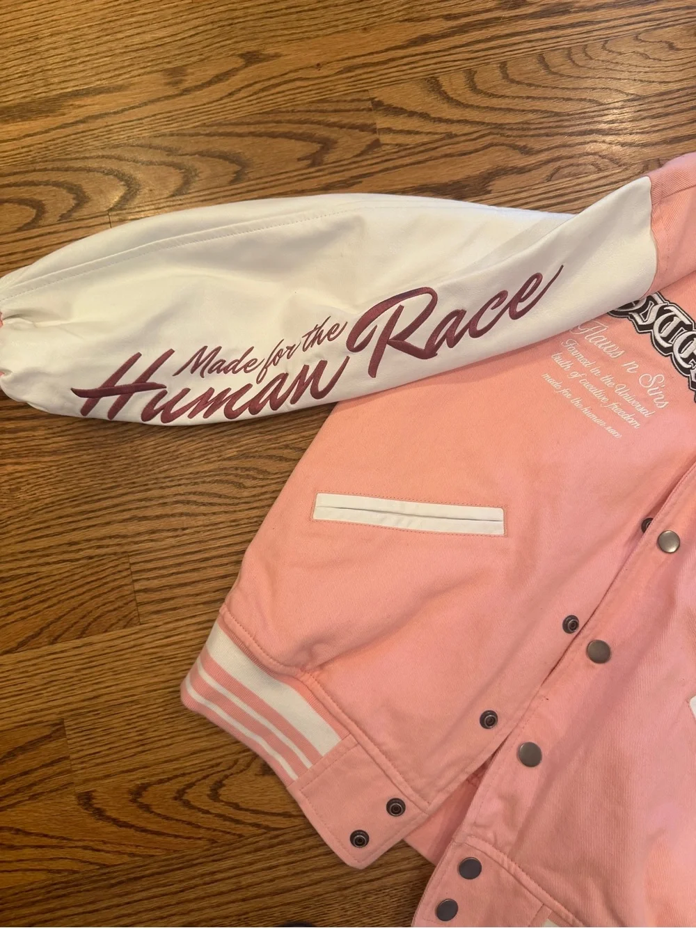 Loiter Varsity Letterman Pink Jacket - Picture 7 of 10